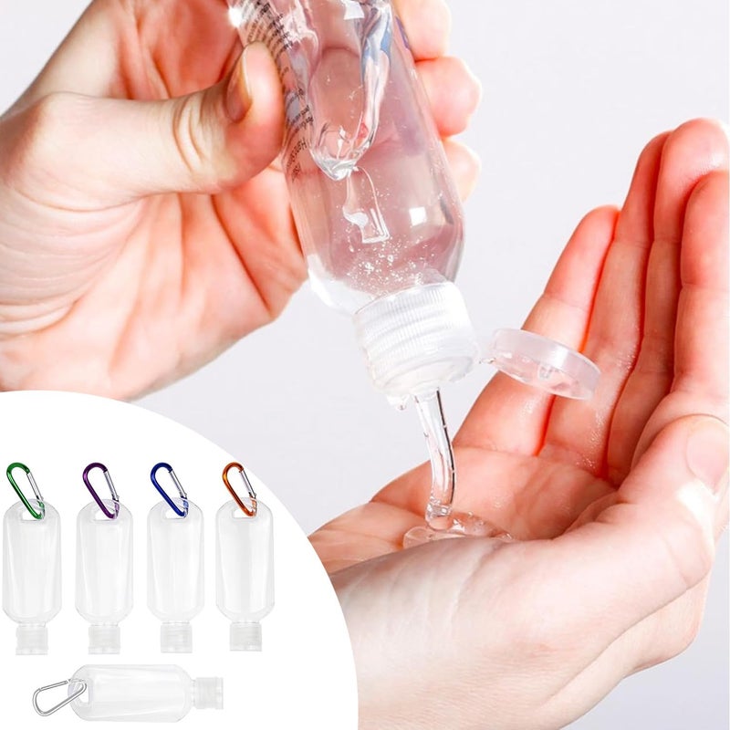 FUNAUPGO 5 Pcs Refillable Travel Bottles Hand Sanitizer Travel Size Holder with Keychain Portable Empty Plastic Bottles Leakproof Squeeze Containers with Clip for Home Office Outdoor - Image 5